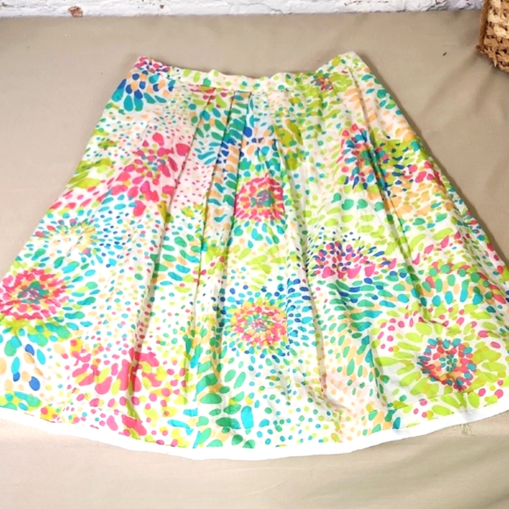 Madison White Multicolor Floral A-Line Skirt
